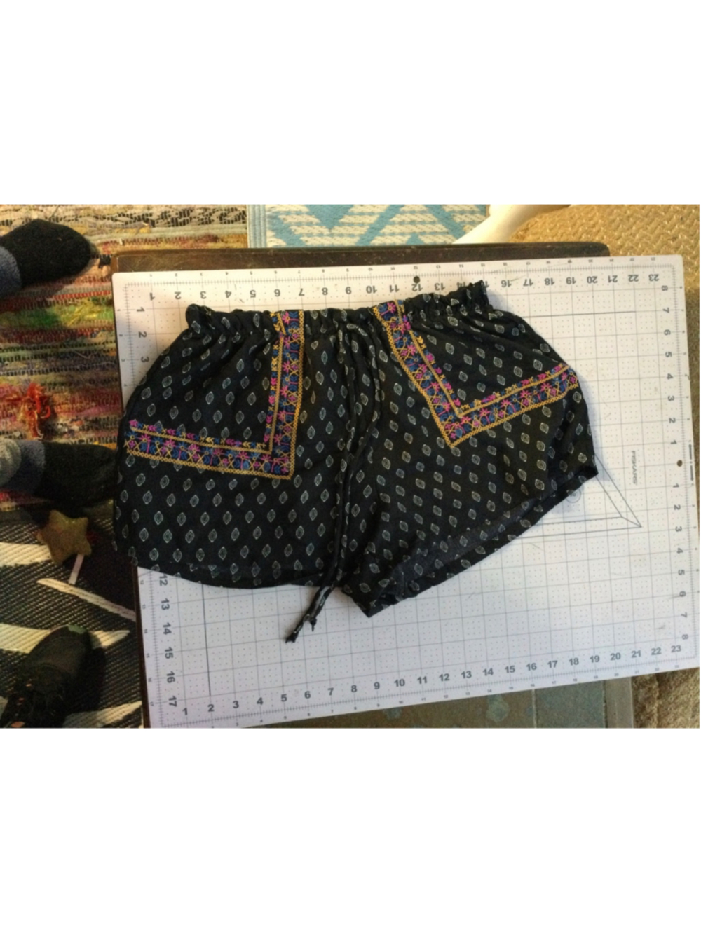 Women's About a Girl Black Embroidered Shorts Size S
